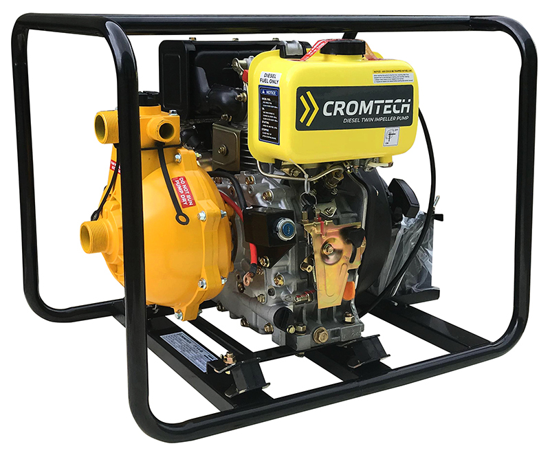 Cromtech Fire Fighting 1.5 Diesel Water Pump with Twin Impeller, 5.3hp