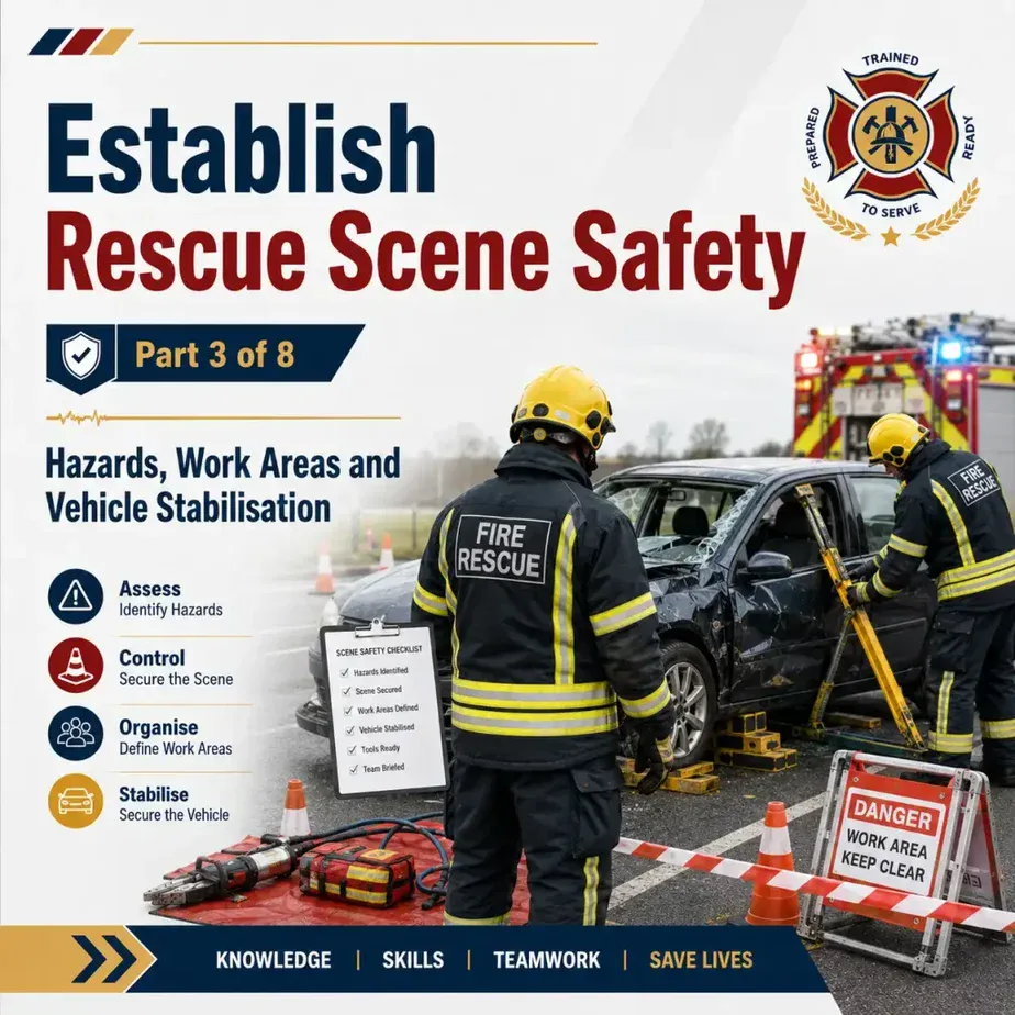 Establish Rescue Scene Safety, Part 3 of 8, Hazards, Work Areas and Vehicle Stabilisation