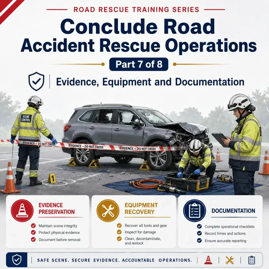 Conclude Road Accident Rescue Operations, Part 7 of 8, Evidence, Equipment and Documentation