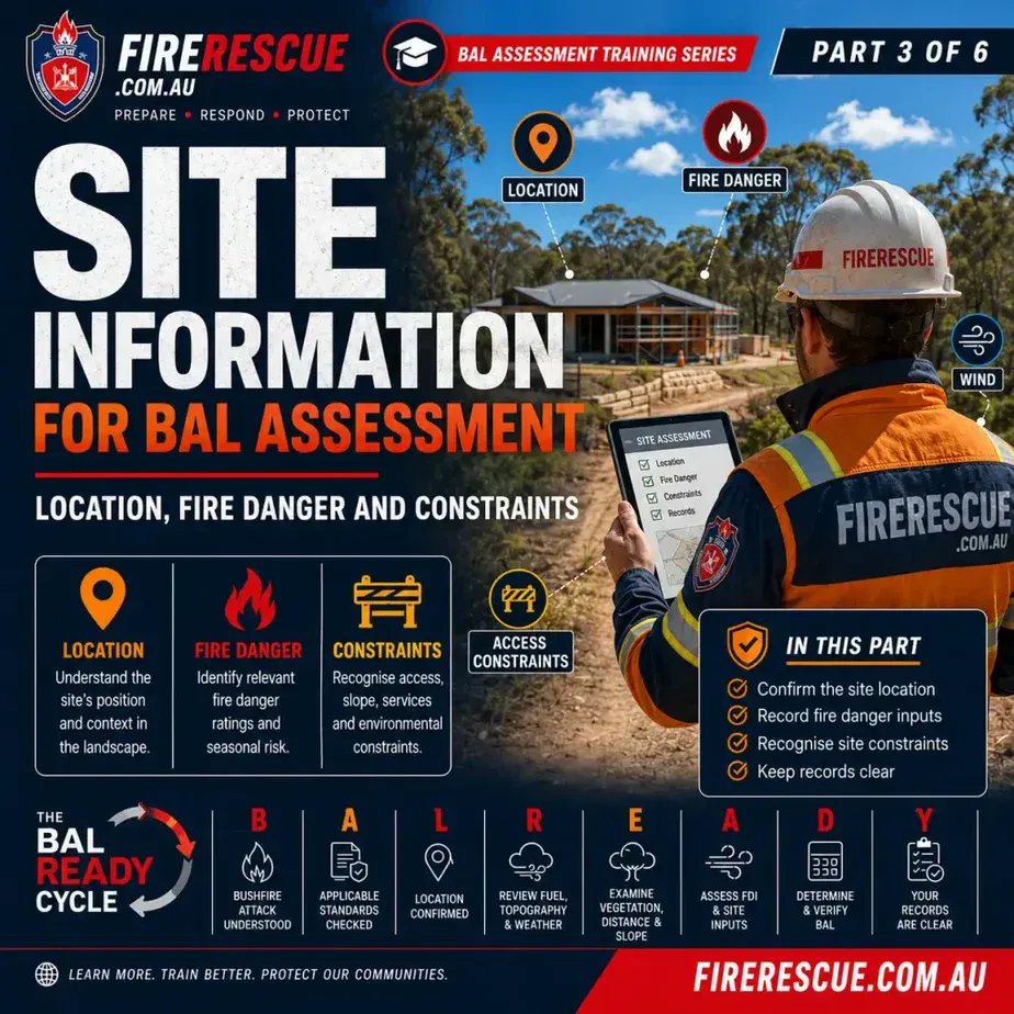 Site Information for BAL Assessment, Part 3 of 6, Location, Fire Danger and Constraints